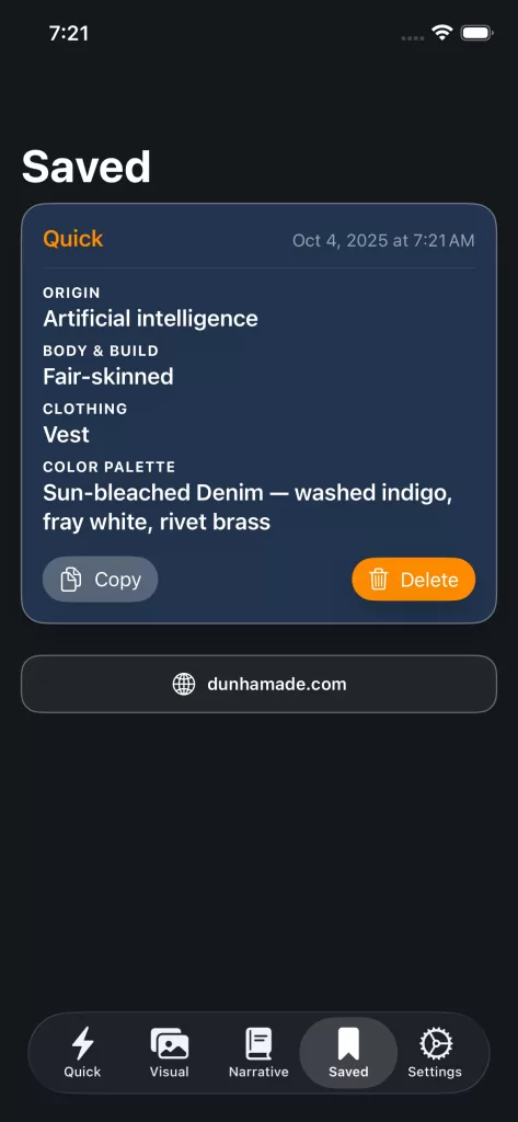 Character Spark App Screenshot