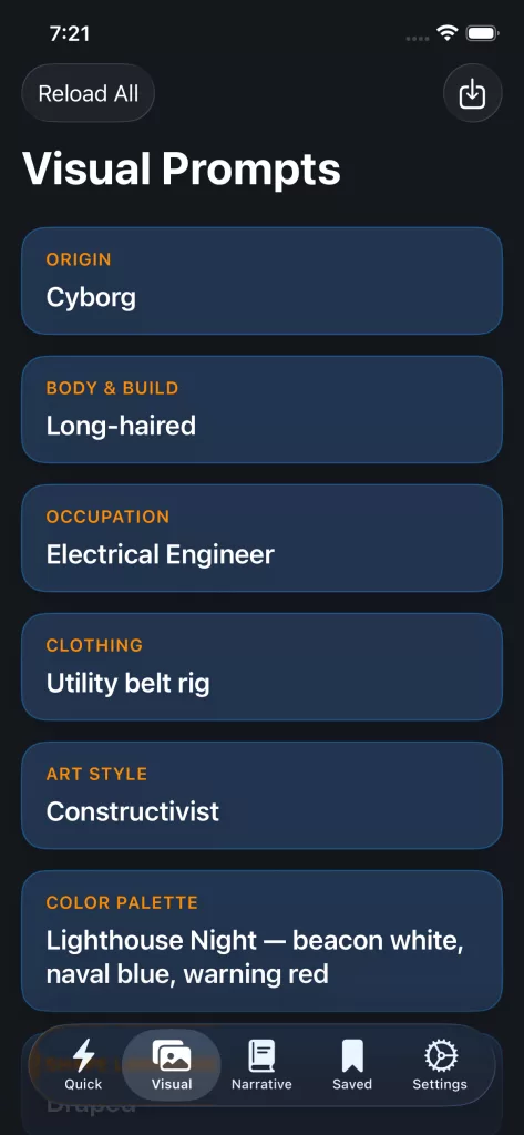 Character Spark App Screenshot